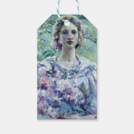 紫色の花を持つ女の子(Robert Reid) ギフトタグ