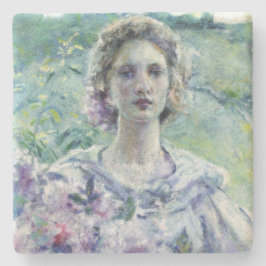 紫色の花を持つ女の子(Robert Reid) ストーンコースター