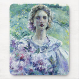 紫色の花を持つ女の子(Robert Reid) マウスパッド