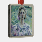 紫色の花を持つ女の子(Robert Reid) メタルオーナメント (右)