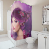 紫色の花を持つ美しいファンタジーの妖精 シャワーカーテン (インサイチュ)