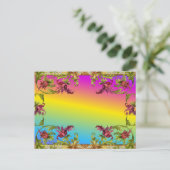 紫色の花を持つ虹のグラデーションフルーアdi lies ポストカード (スタンド正面)