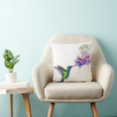 紫色の花を持つ青い緑のハミングバード クッション (椅子)