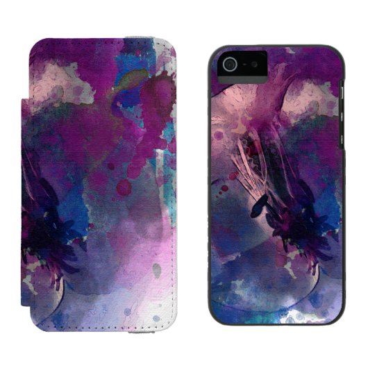 紫色の花を編集した水色 INCIPIO iPhoneウォレットケース (並び)