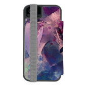 紫色の花を編集した水色 INCIPIO iPhoneウォレットケース (フォリオ裏面)