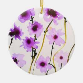 紫色の花オーナメント セラミックオーナメント