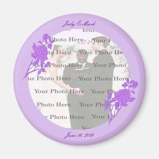 紫色の花カスタムの丸い磁石 マグネット (正面)
