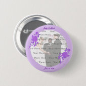 紫色の花カスタムウェディングボタン 缶バッジ (正面&裏面)