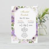 紫色の花キンセアニェラ 招待状 (スタンド正面)
