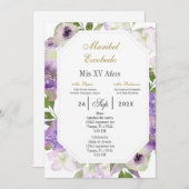 紫色の花キンセアニェラ 招待状 (正面/裏面)