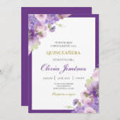 紫色の花キンセアニラ 招待状 (正面/裏面)