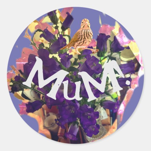 紫色の花クラシック丸シール ラウンドシール (正面)