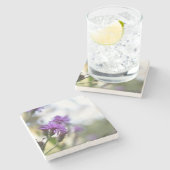 紫色の花サマー自然撮影フローラ ストーンコースター (横)