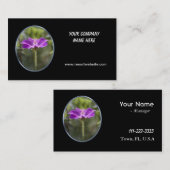 紫色の花シンプルの名刺、エレガントな黒。 名刺 (正面/裏面)