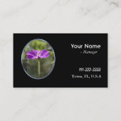 紫色の花シンプルの名刺、エレガントな黒。 名刺 (裏面)