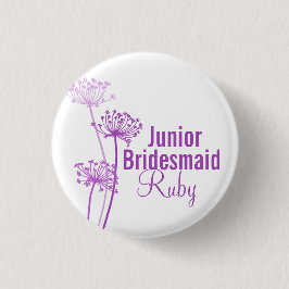 紫色の花ジュニアブリデスメイドウェディングピンボタン 缶バッジ
