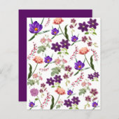 紫色の花スクラップブック紙シート (正面/裏面)