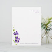 紫色の花デュランタ水彩アートレターヘッド レターヘッド (スタンド正面)