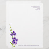 紫色の花デュランタ水彩アートレターヘッド レターヘッド (正面/裏面)