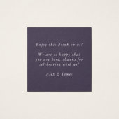 紫色の花ドリンクチケット結婚のバートークン (裏面)