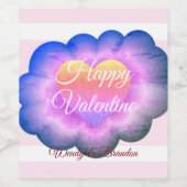 紫色の花ハッピーバレンタイン飲料ラベルセット ワインラベル (シングルラベル)