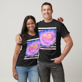 紫色の花ハッピーバレンタインTシャツ Tシャツ