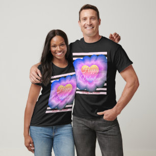 紫色の花ハッピーバレンタインTシャツ Tシャツ