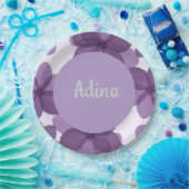 紫色の花バスミツバプレートの名前 ペーパープレート (パーティー)