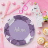 紫色の花バスミツバプレートの名前 ペーパープレート (パーティー)