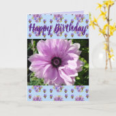 紫色の花フローラ写真ハッピーバースデーカード カード (黄色い花)