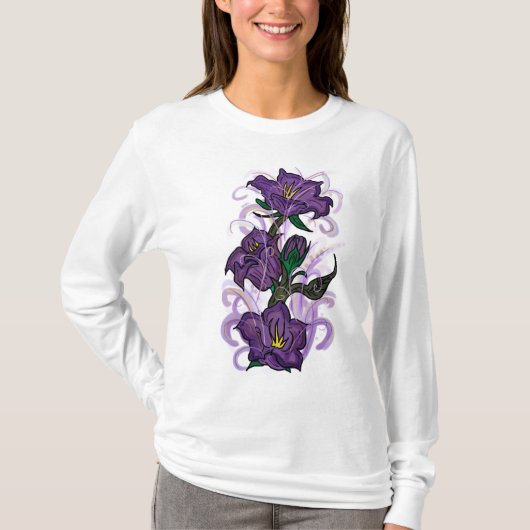 紫色の花フード付きスウェットシャツ Tシャツ (正面)