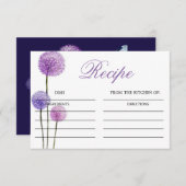 紫色の花ブライダルシャワーレシピカード エンクロージャーカード (正面/裏面)