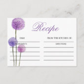 紫色の花ブライダルシャワーレシピカード エンクロージャーカード (正面)