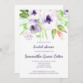 紫色の花ブライダルシャワー招待 招待状 (正面/裏面)
