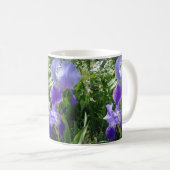 紫色の花ホワイトコーヒーマグ コーヒーマグカップ (正面右)