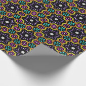 紫色の花マスタード黄色の抽象芸術模様 ラッピングペーパー (角)