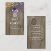紫色の花メイスンジャー素朴ウッドとライト 名刺 (正面/裏面)