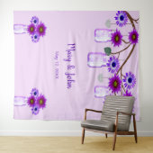 紫色の花メイソンジャース写真の背景 タペストリー (インサイチュ(横))
