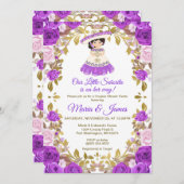 紫色の花メキシカンフィエスタカップルのシャワー 招待状 (正面/裏面)