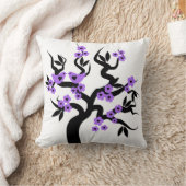 紫色の花ラブバード桜さくらんぼツリー クッション (ブランケット)
