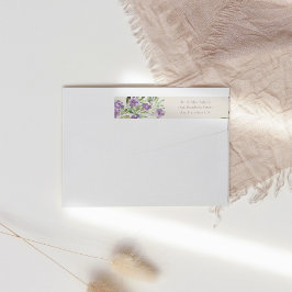 紫色の花ロマンチック事前アドレス返し ラップアラウンドラベル