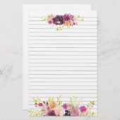 紫色の花上および底の集り 便箋 (正面/裏面)