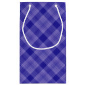 紫色の花付き紫色の格子模様 スモールペーパーバッグ (裏面)