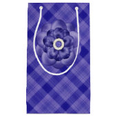 紫色の花付き紫色の格子模様 スモールペーパーバッグ (正面)