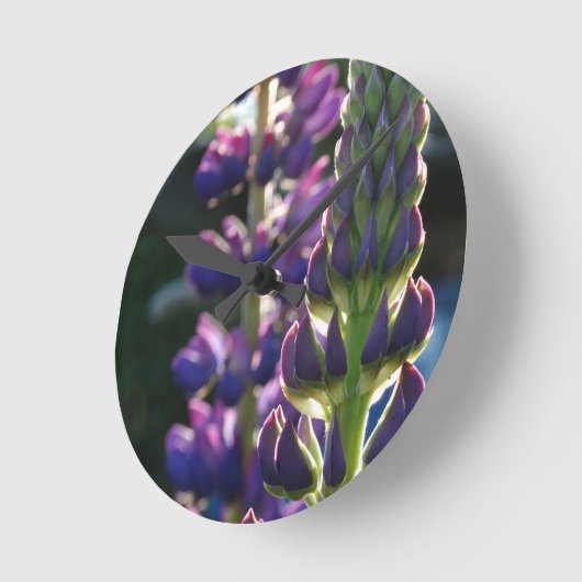 紫色の花写真壁時計 ラウンド壁時計 (傾斜)