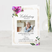 紫色の花写真追悼式 カード (正面)