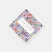 紫色の花刺結婚繍 スタンダードカクテルナプキン (角)