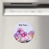 紫色の花大、3インチの円形マグネット マグネット (インサイチュ (食洗機))