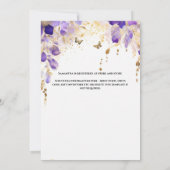 紫色の花嫁になるフローラ花ブライダルシャワー 招待状 (裏面)