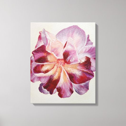 紫色の花弁バラ混合メディ絵画アの キャンバスプリント (正面)